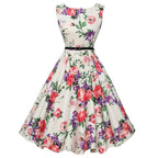 Robe Vintage Rockabilly Florale Rétro Décontractée Swing Été