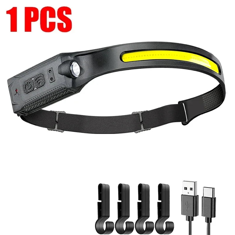 Linterna Frontal LED Recargable por USB 3 Modos