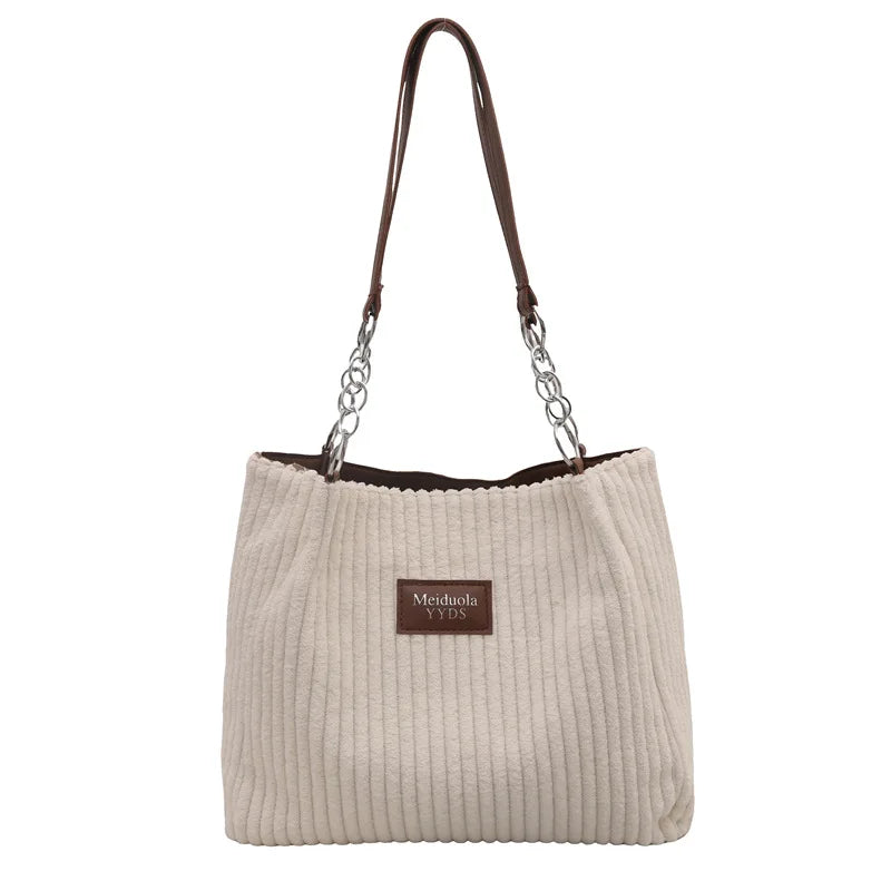 Bolso Tote Mujer con Cadena y Detalles en Cuero Trabajo