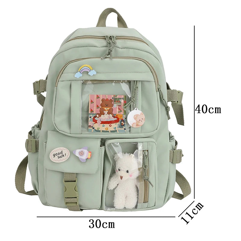 Mochila Nylon Multibolsillos Escolar con Deposito Laptop