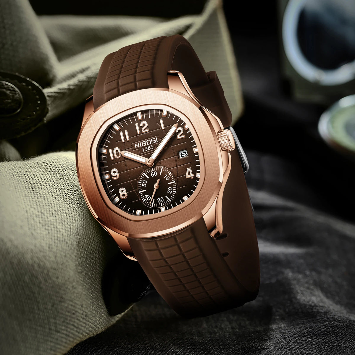 Reloj de Cuarzo NIBOSI AQUANAUT 2653 Para Hombre, Resistente al Agua, Luminoso con Fecha Automática