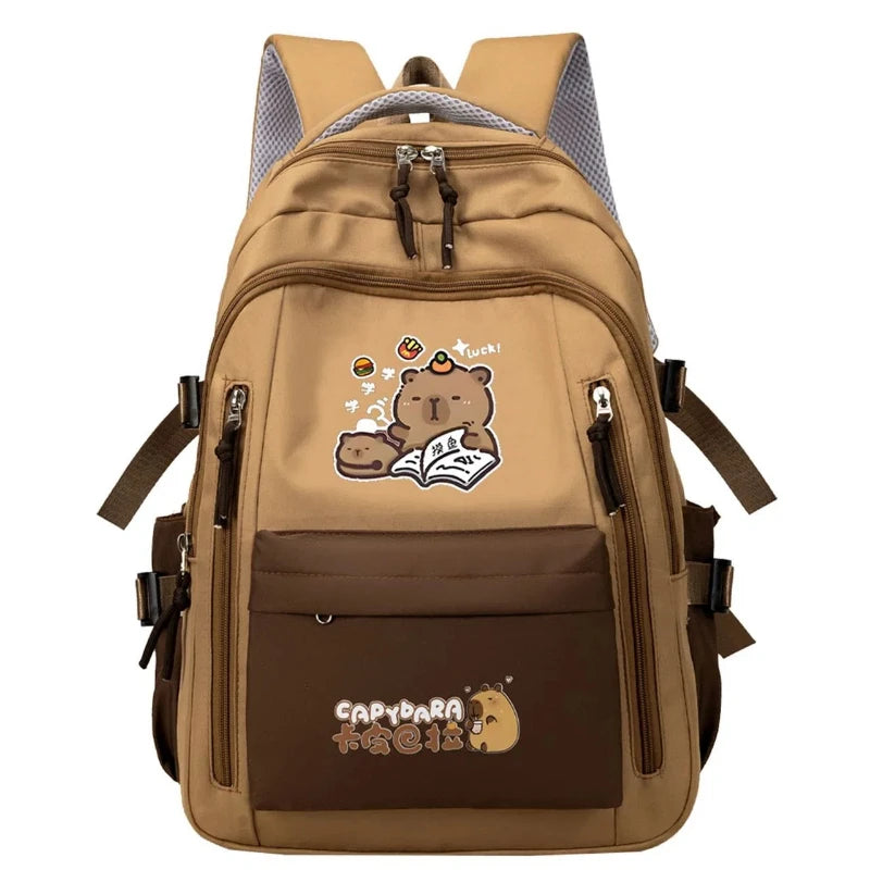 Mochila Escolar Kawaii Capybara – Set 3 Piezas para Niñas