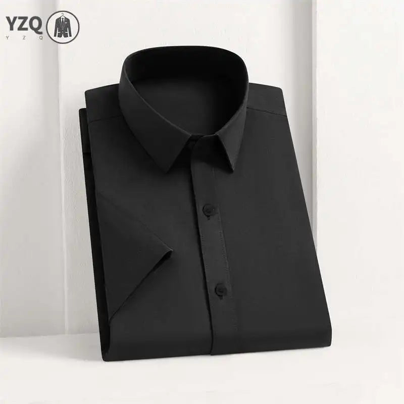 Camisa Hombre Manga Corta Color Sólido Anti arrugas