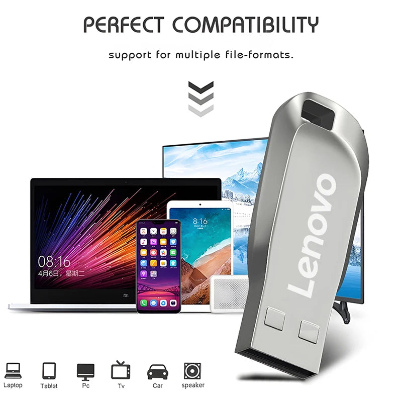 Memoria USB 3.0 Lenovo Metálica de Alta Velocidad, Hasta 512GB