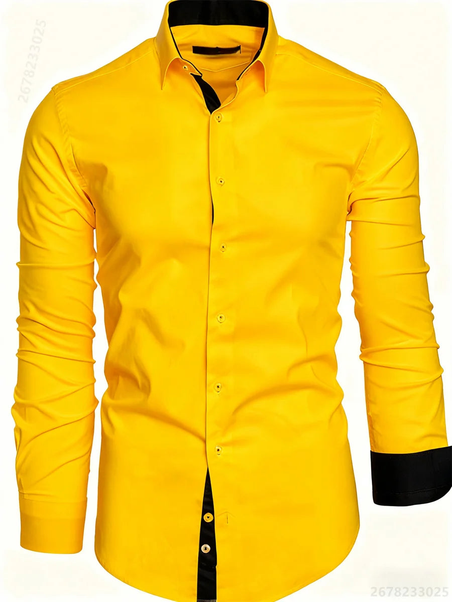 Camisa Slim Fit Manga Larga para Hombre Oficina /Negocios