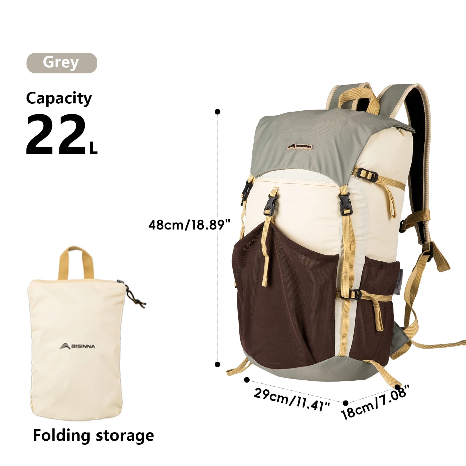 Mochila Plegable BISINNA 22L Ultraligera Impermeable
