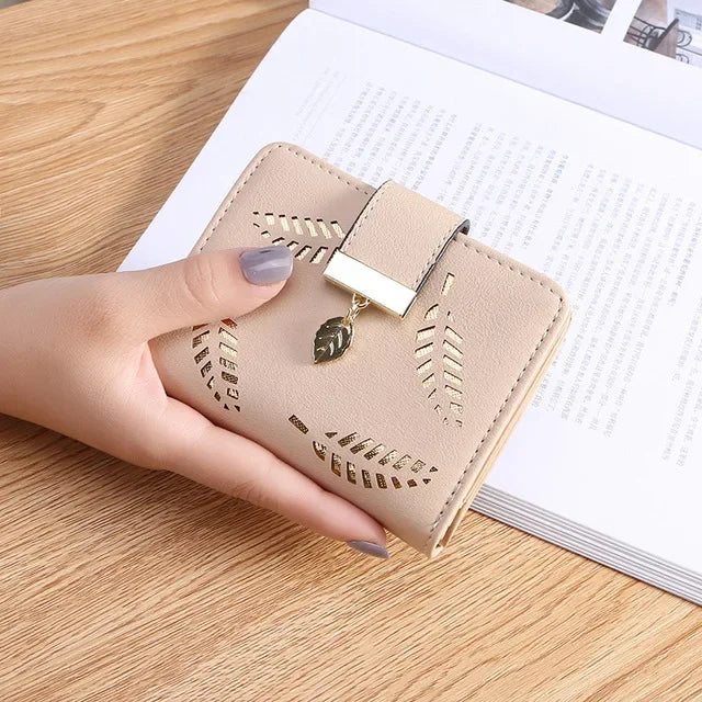 Cartera Larga Para Mujer Cuero PU Diseño de Hojas