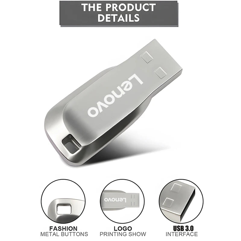 Memoria USB 3.0 Lenovo Metálica de Alta Velocidad, Hasta 512GB