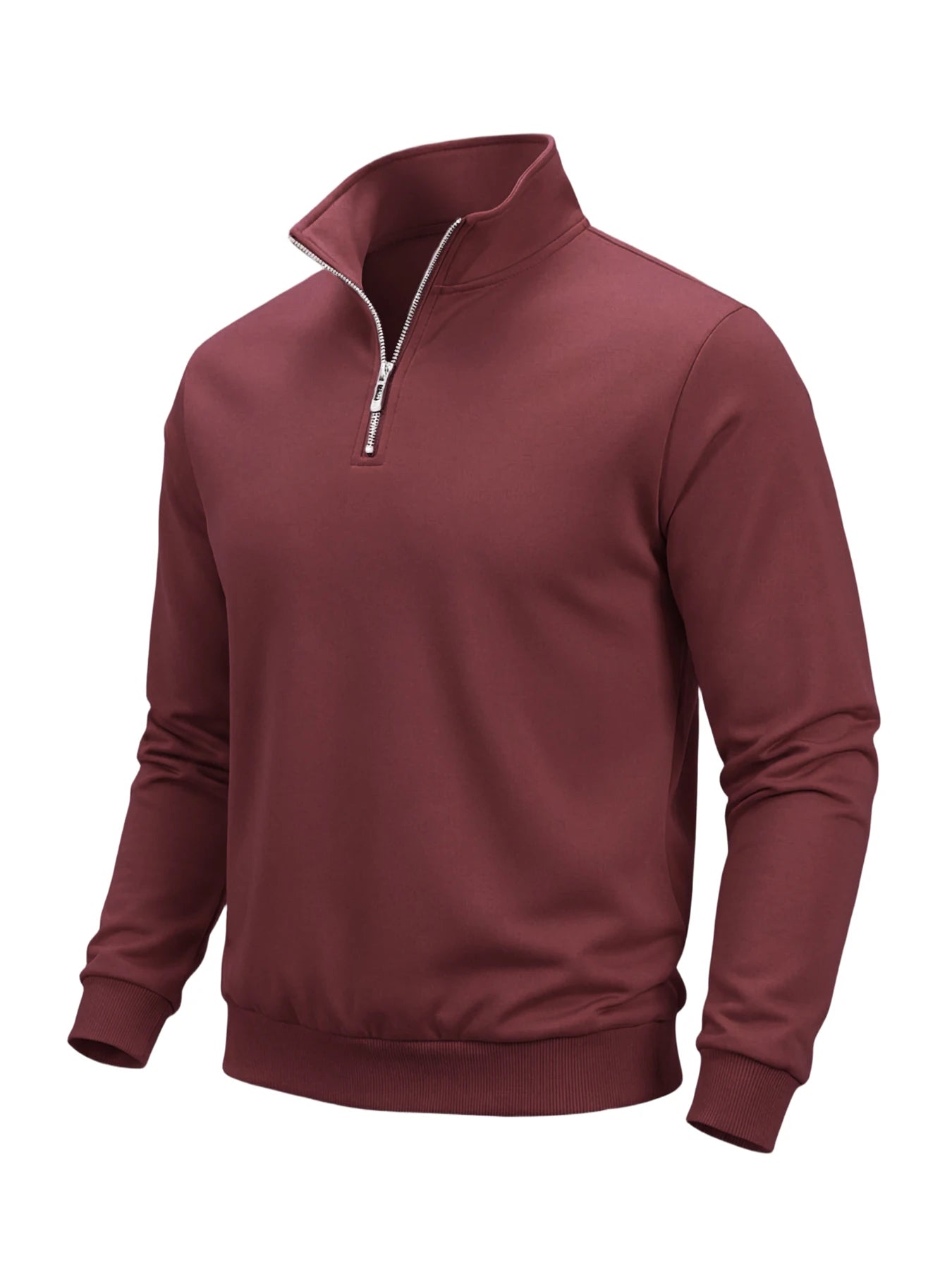Sudadera Hombre Media Cremallera Cuello Alto Color Sólido