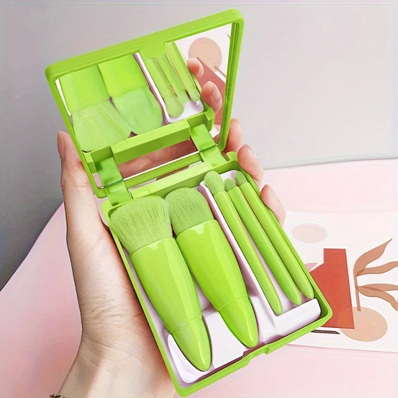 Portable Makeup Brush Set With Mirror