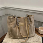 Sac cabas femme avec chaîne et détails en cuir travail