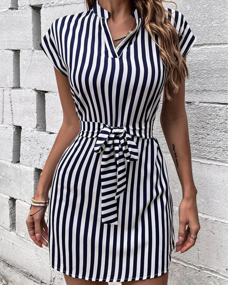 Women's Sleeveless Striped Summer Short Dress
