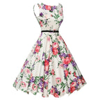 Robe Vintage Rockabilly Florale Rétro Décontractée Swing Été