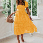 Robe longue vintage imprimé floral manches bouffantes