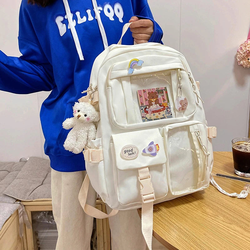 Mochila Nylon Multibolsillos Escolar con Deposito Laptop