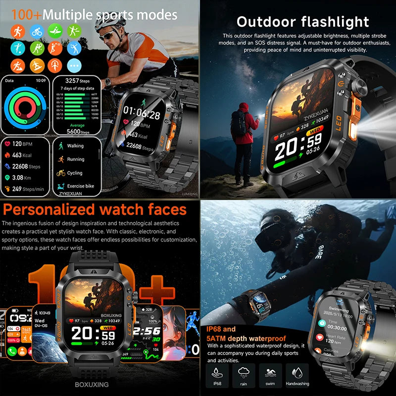 Nuevo BOXUXING 2026 - Reloj Inteligente Resistente Estilo Militar Para Hombres Fitnes