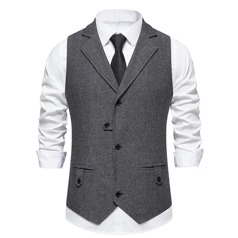 Chaleco de Traje Hombre Tela Espiga Formal