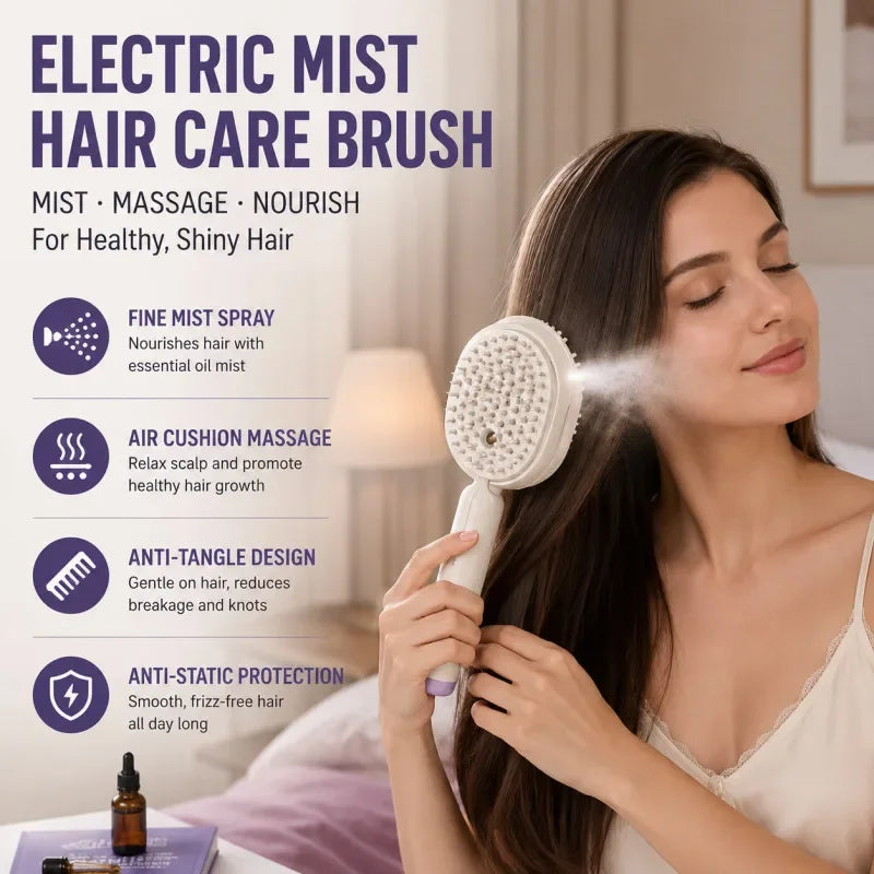 Peine Masajeador Eléctrico para Cabello con Spray