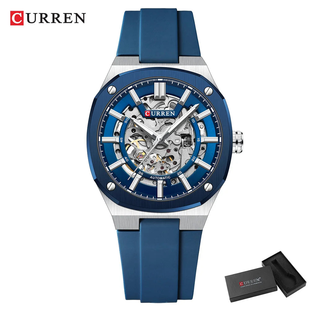 Reloj CURREN 8485 Mecánico Automático Para Hombre, Acero Inoxidable de 41 mm