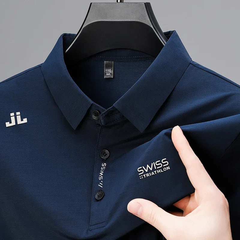 Polo Hombre Casual Negocios Manga Corta con Insignia