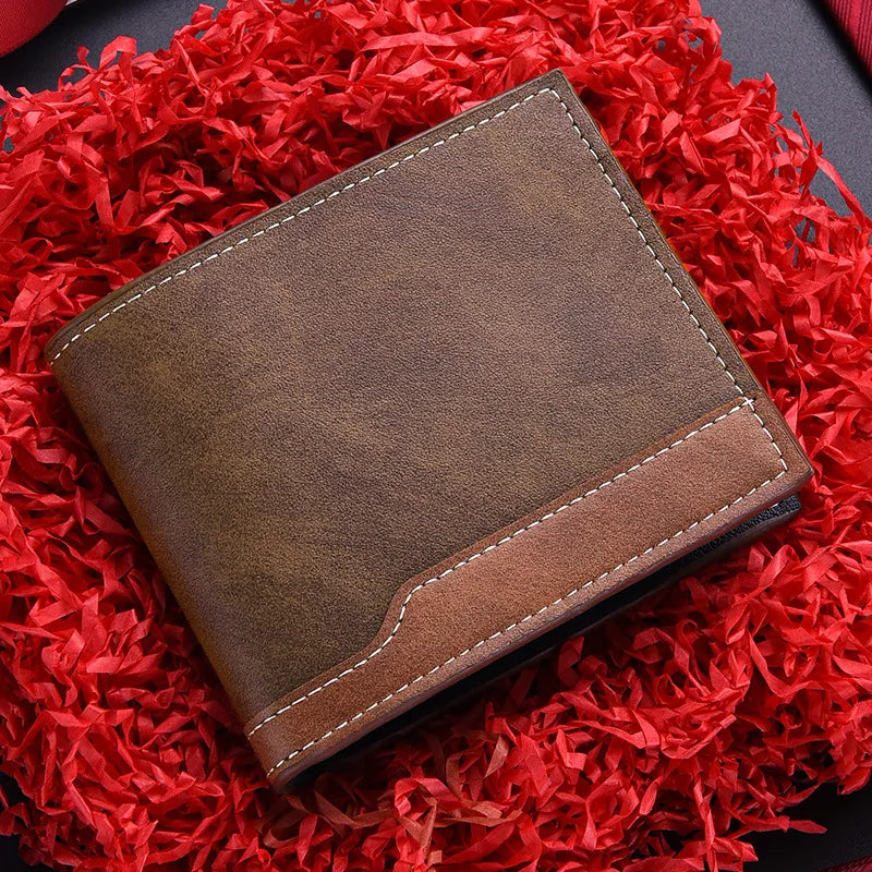 Billetera Corta Cuero PU Para Hombre Retro Porta Monedas