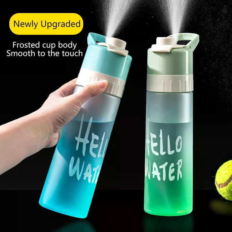 Botella con Spray Para Agua 650ml Vaso Deportivo Portátil