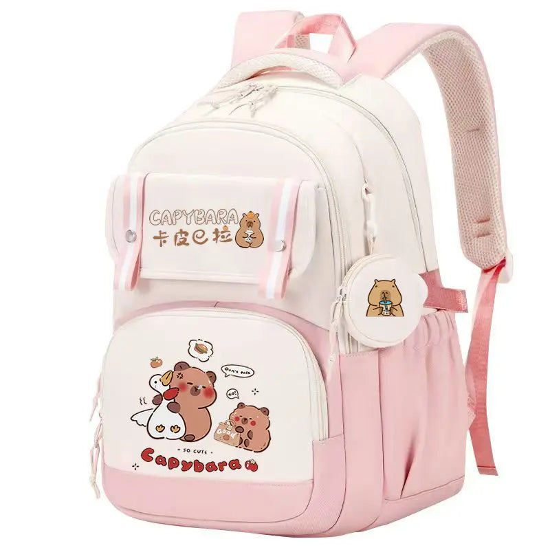 Mochila Capybara Cartoon Mujer Nylon Ultraligera Escolar
