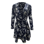 Robe courte imprimée manches longues maille transparente