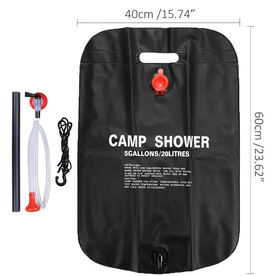 Bolsa de Ducha Solar Plegable 20/40L Camping Baño al Aire Libre