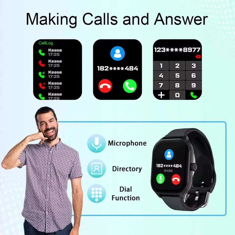 Smartwatch Hombre Mujer Pantalla Táctil Frecuencia Cardíaca