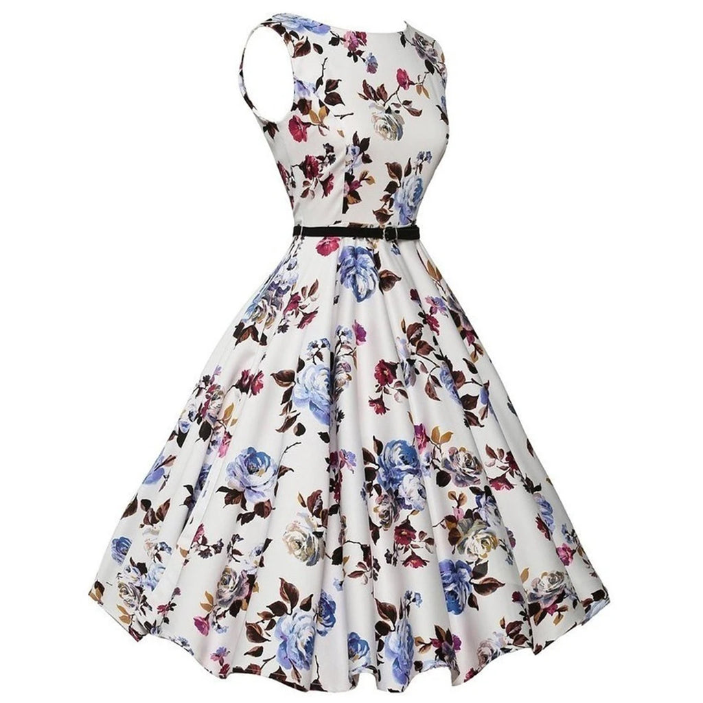 Vintage Rockabilly Floral Retro Casual Summer Swing Dress