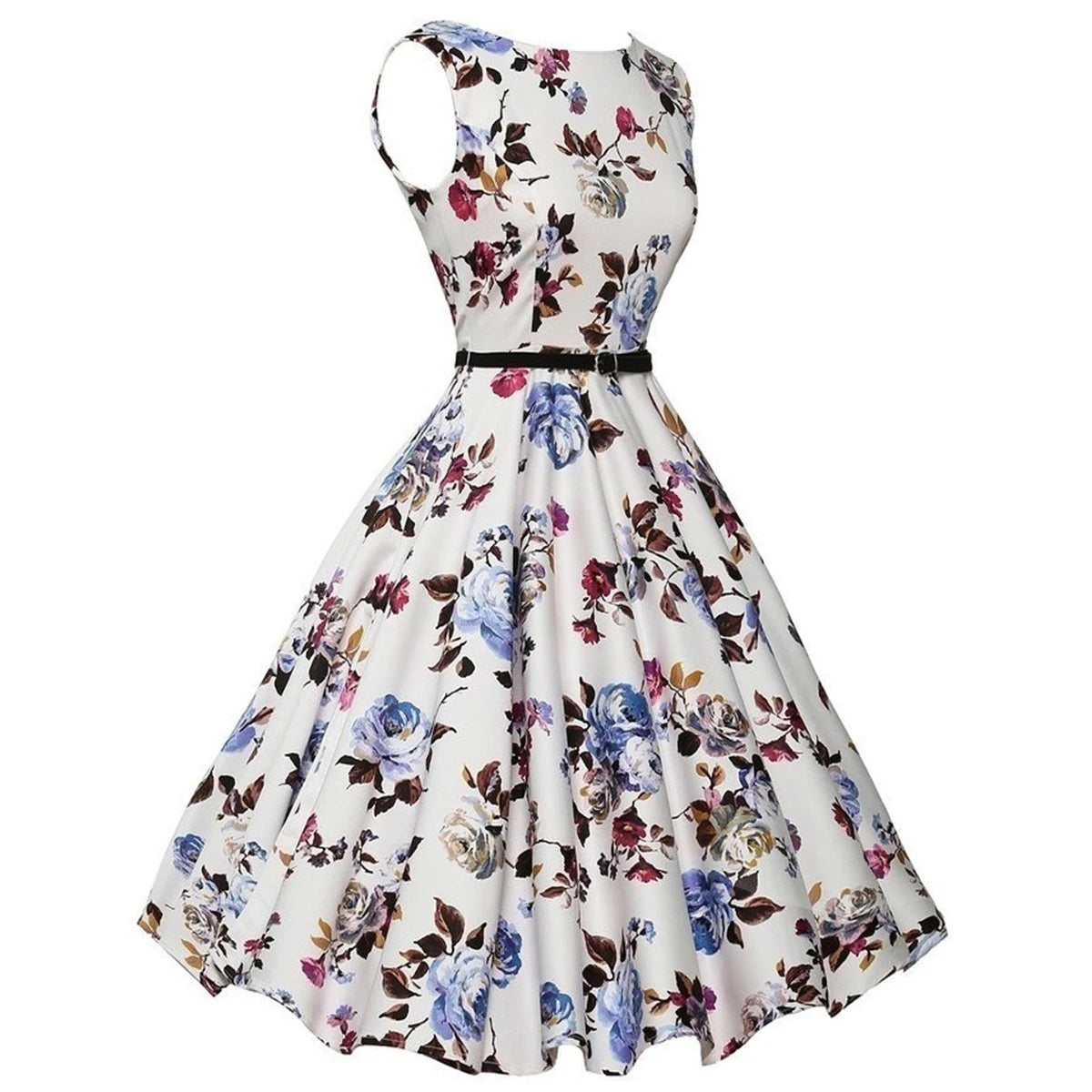 Vintage Rockabilly Floral Retro Casual Summer Swing Dress