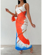 Robe Femme Élégante Imprimé Tie-Dye