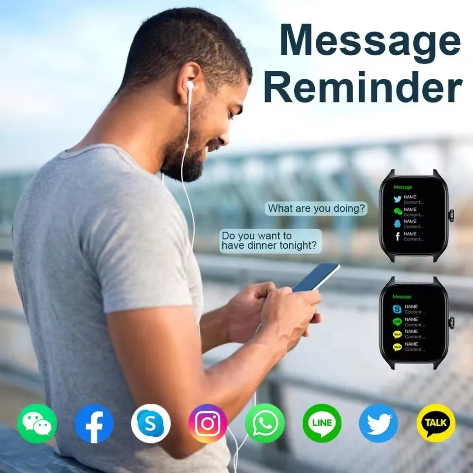 Smartwatch Hombre Mujer Pantalla Táctil Frecuencia Cardíaca
