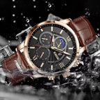 Montre Homme LIGE Luxe Quartz Cuir Sport Étanche