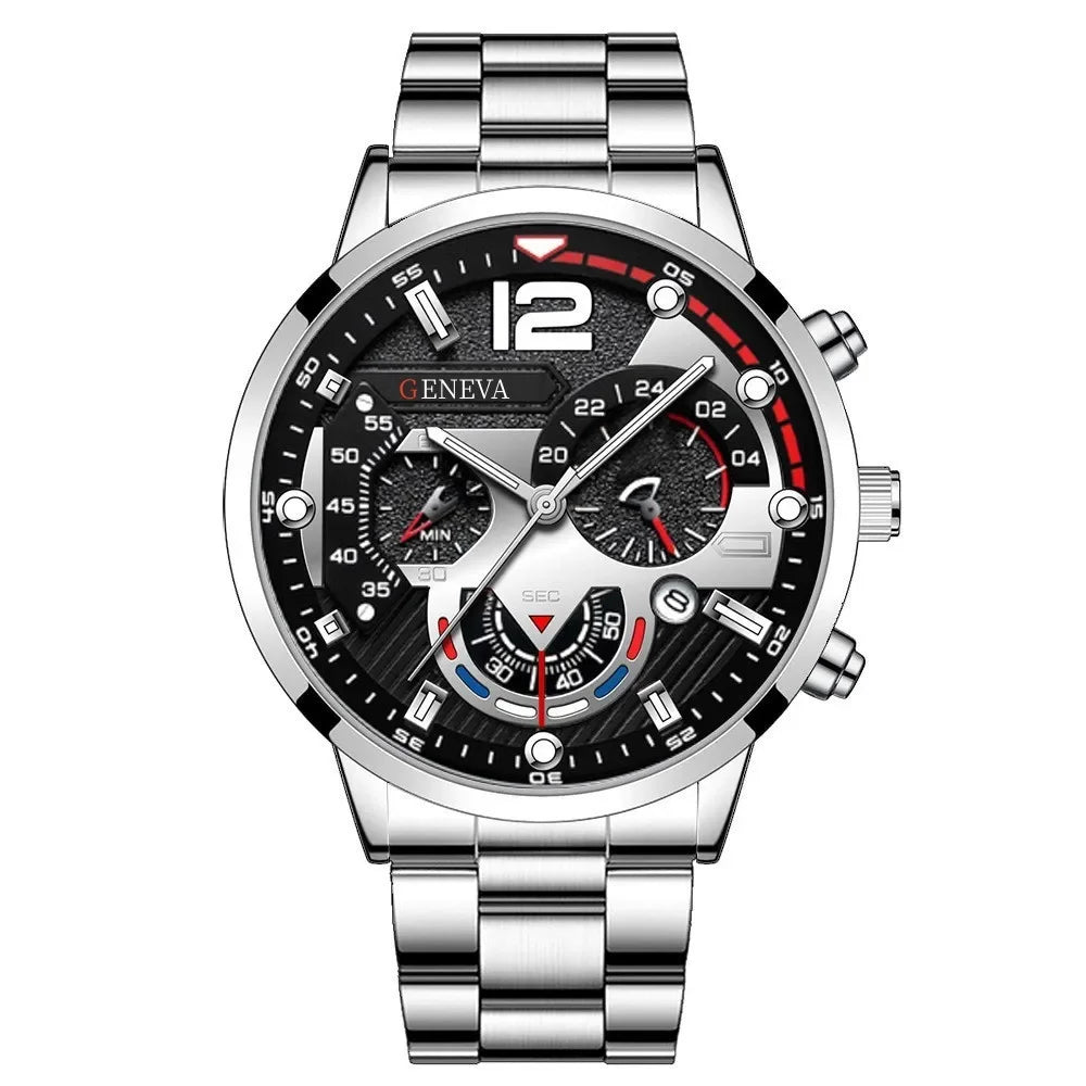 Men's Luxury Stainless Steel Quartz Watch with Calendar