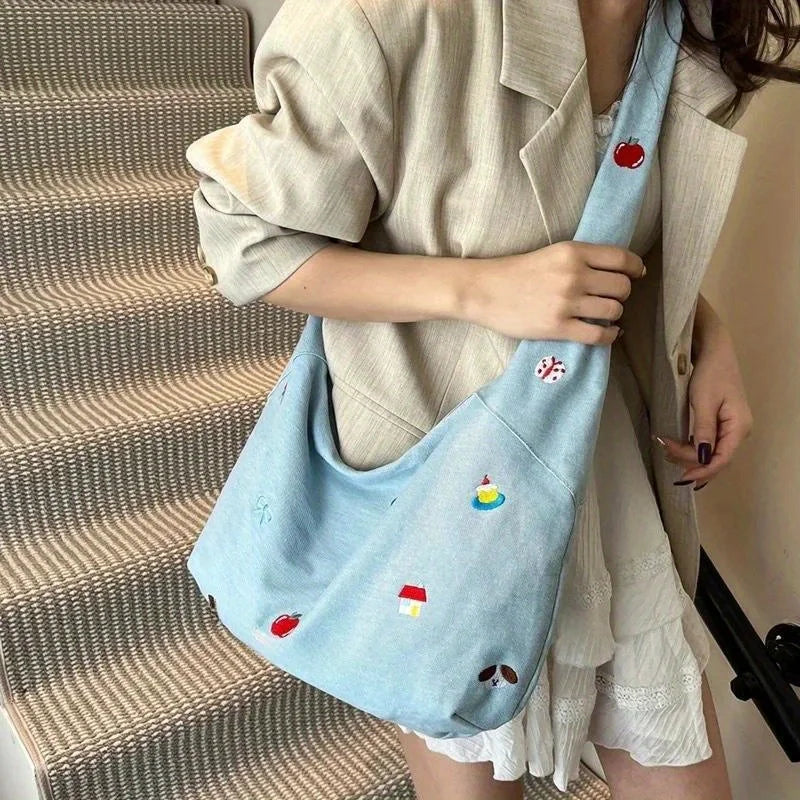 Bolso de Mezclilla Precioso Bordado