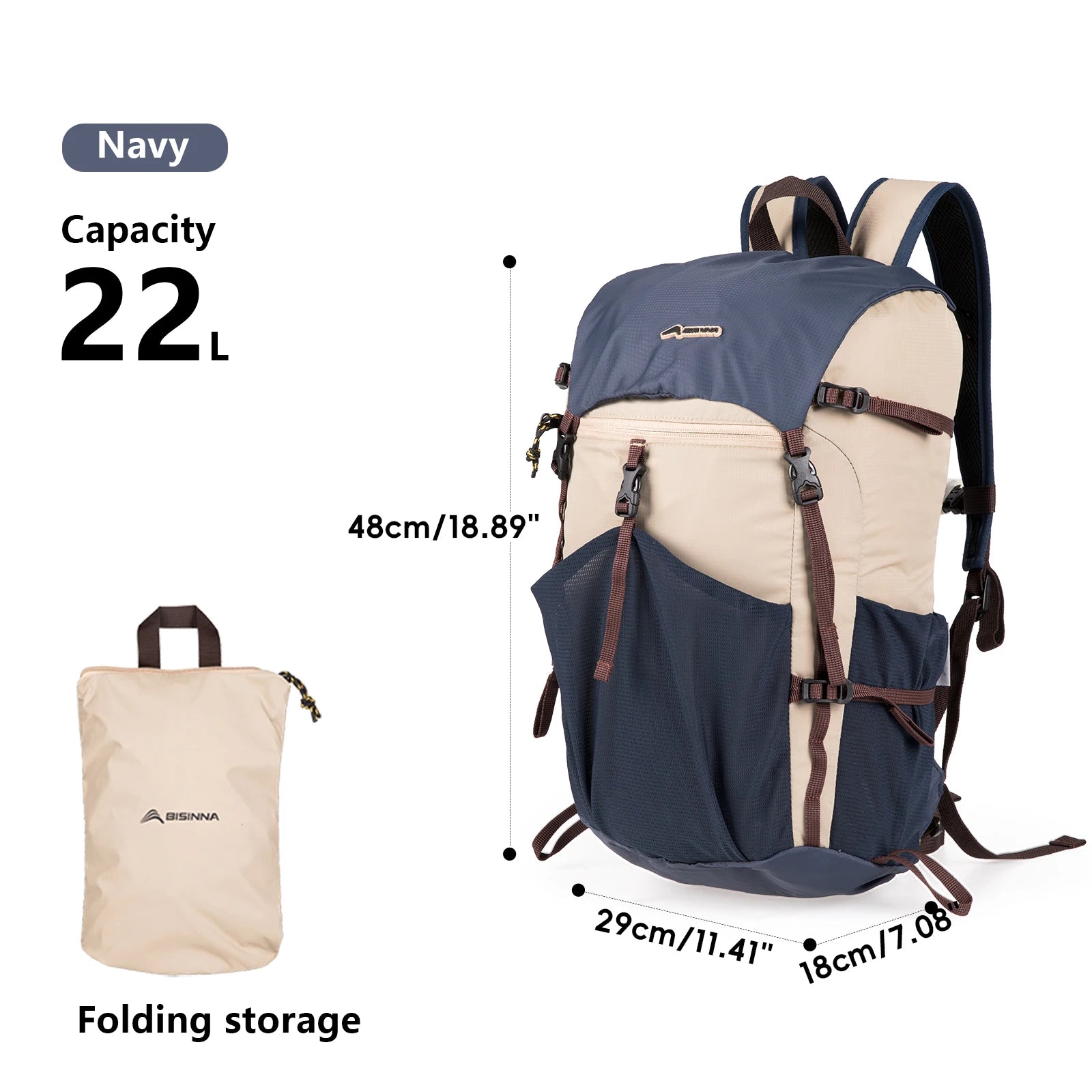Mochila Plegable BISINNA 22L Ultraligera Impermeable
