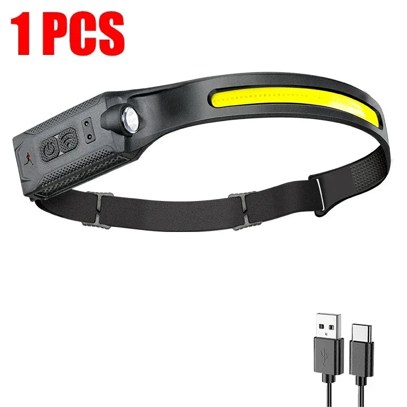 Linterna Frontal LED Recargable por USB 3 Modos