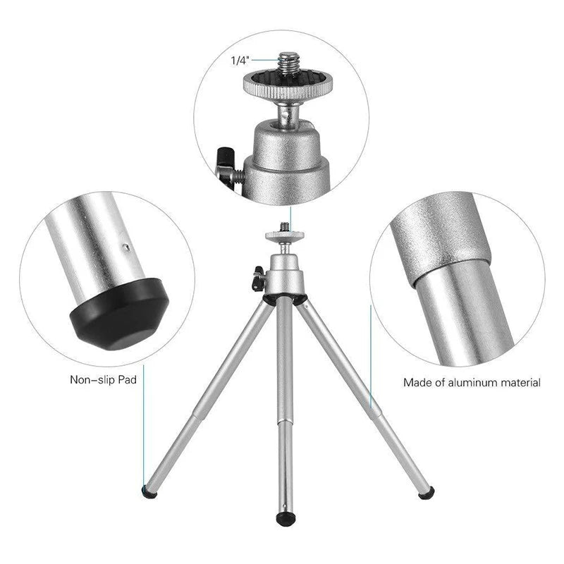 Mini Trípode de Mesa para Celular y Cámara con Clip Holder