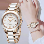 Montre-bracelet en or rose étanche pour femme