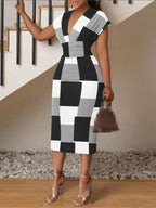 Robes Femme Col en V Ajustées Imprimées