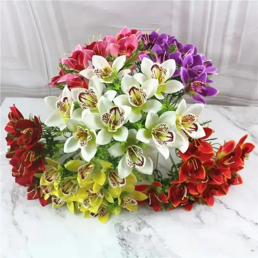 Ramo de Orquídeas Artificiales de Seda x8 Bodas /Hogar
