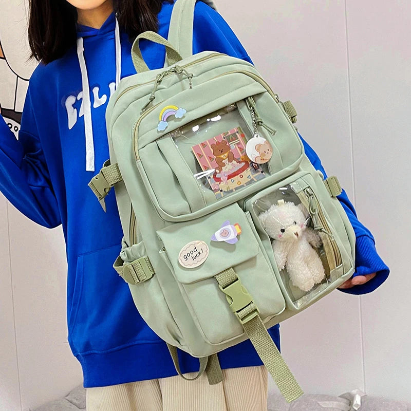 Mochila Nylon Multibolsillos Escolar con Deposito Laptop