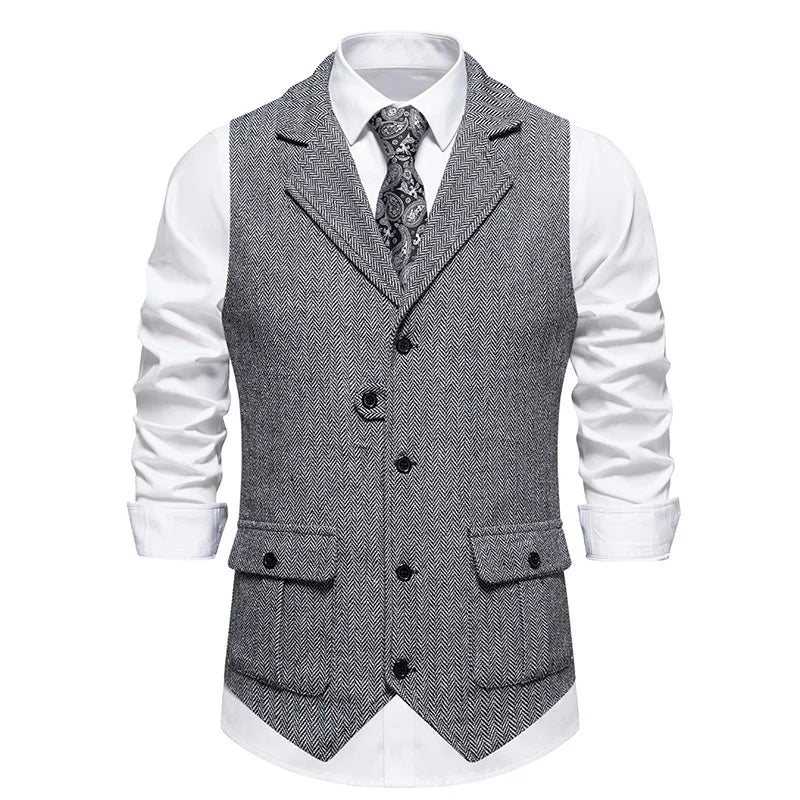 Chaleco de Traje Hombre Tela Espiga Formal