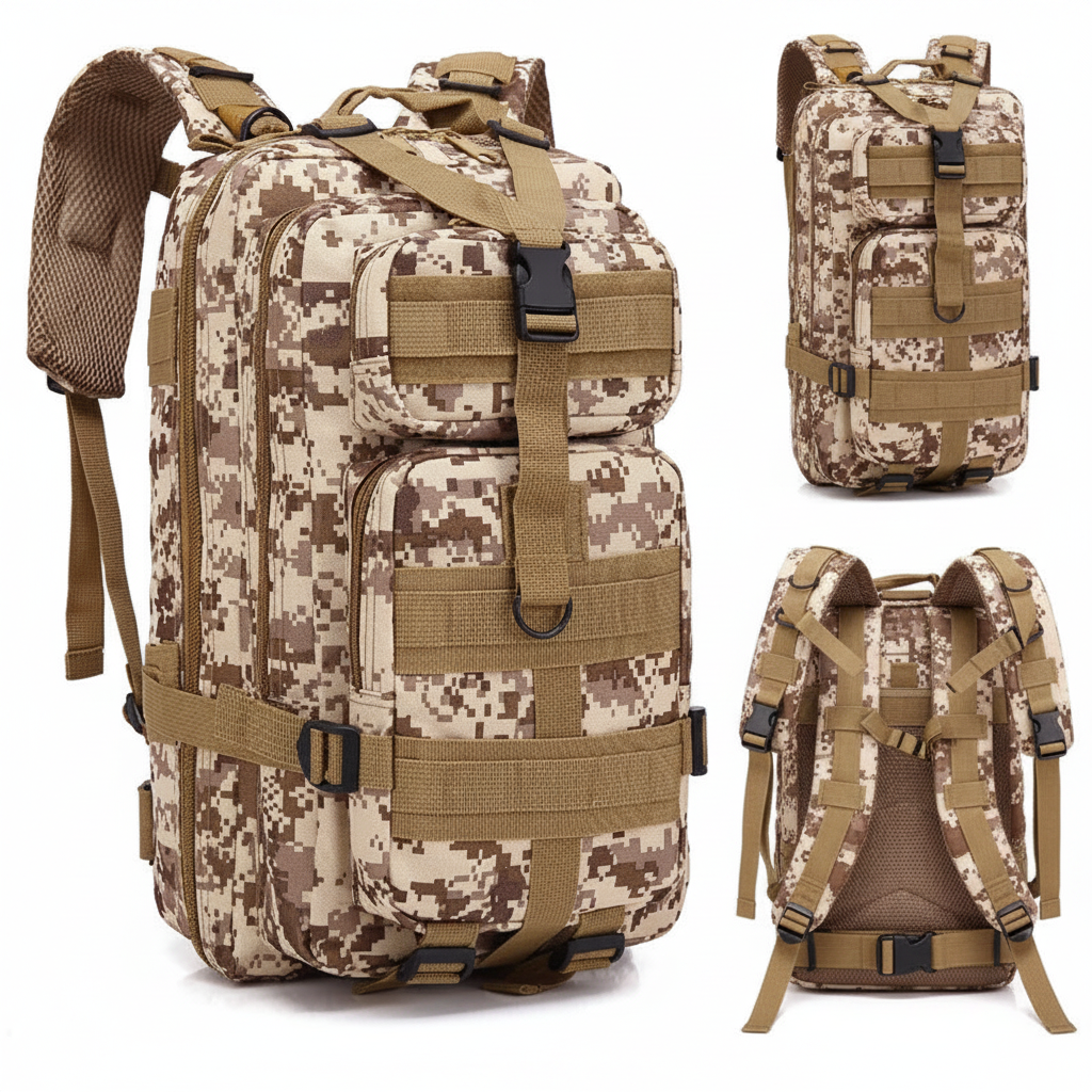 Mochila Estilo Militar 30L Impermeable Oxford Camping Senderismo