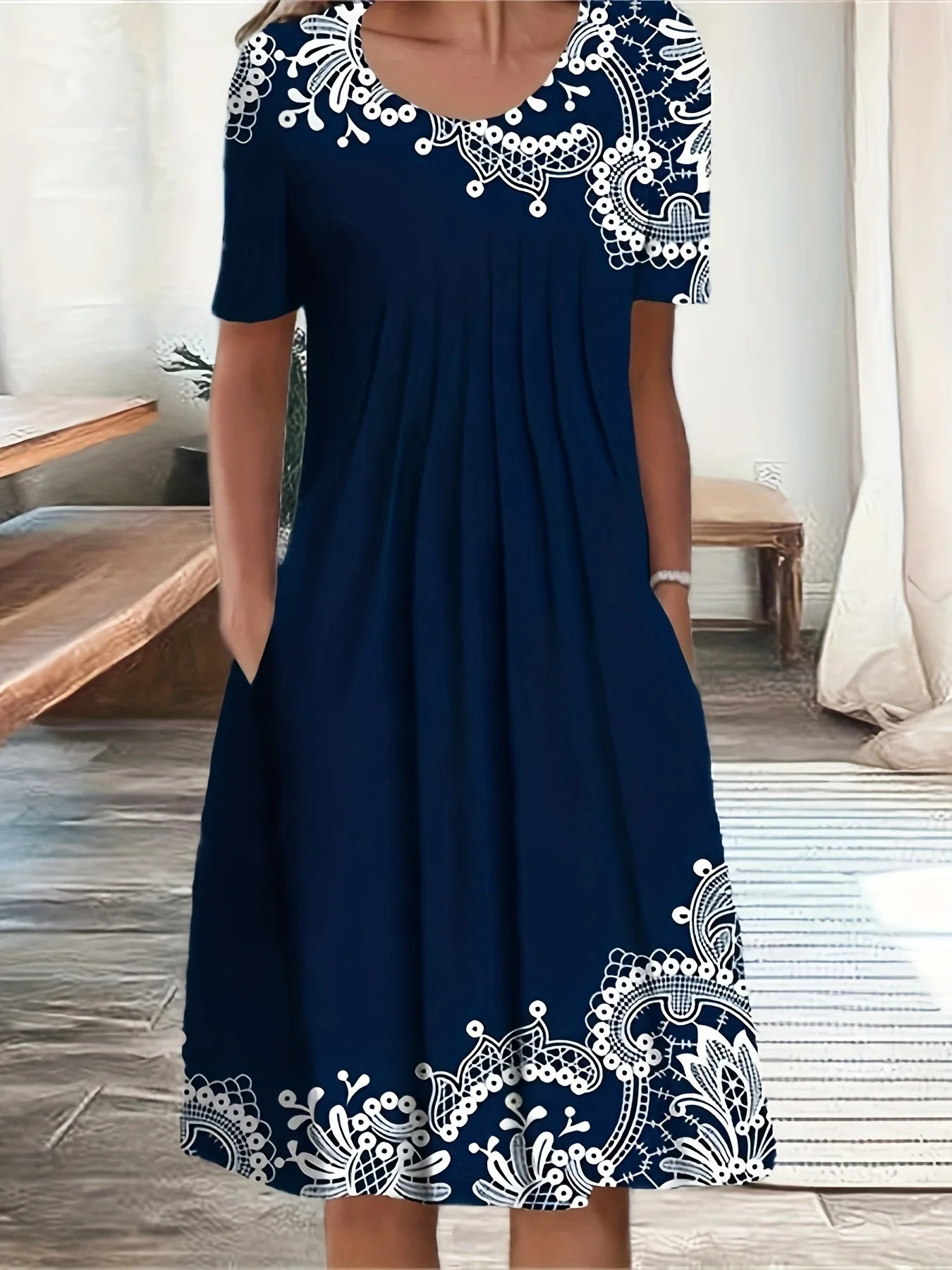 Vestido Mujer Talla Grande Elegante Casual Suelto