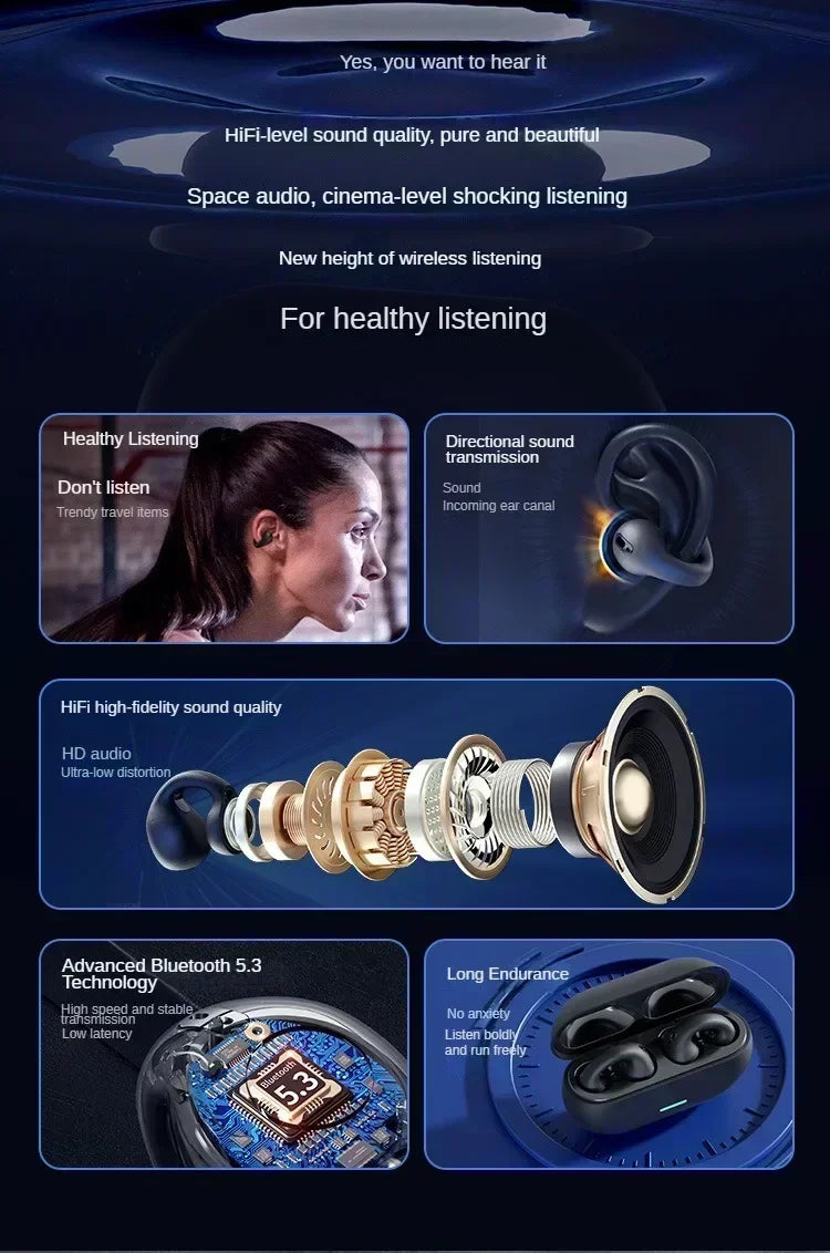 Audífonos T75 Conducción Ósea Bluetooth – Deportivos HiFi