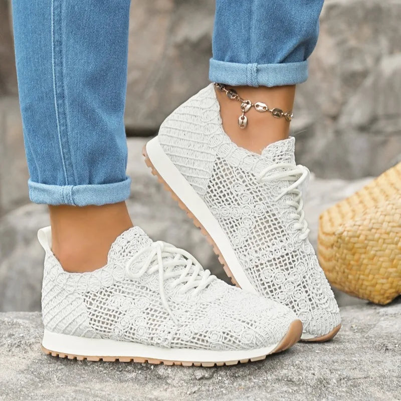 Tenis Mujer Transpirables Cómodos Suaves Malla con Agujetas