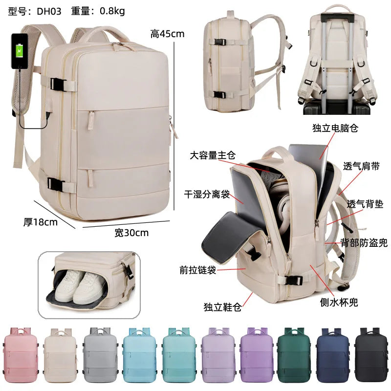 Mochila Unisex Viaje Negocios Laptop 16" Gran Capacidad